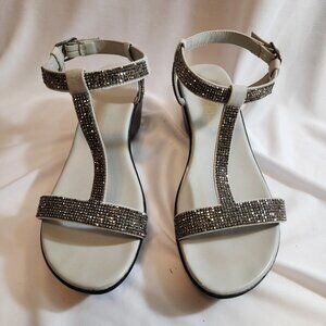CALLISTO OF CALIFORNIA KATAYA SIZE 8 RHINESTONE DRESS WEDGE SANDALS SPARKLE